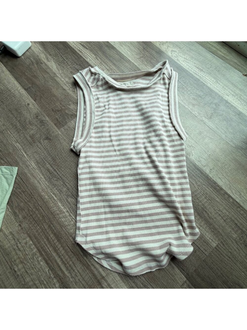 We The Free Striped Sleeveless Tank Top Beige & White Small